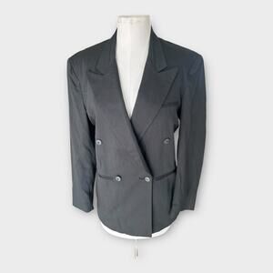 Vintage 90s Black Double Breasted Blazer Women's RPM Next Wave Preppy Academia M